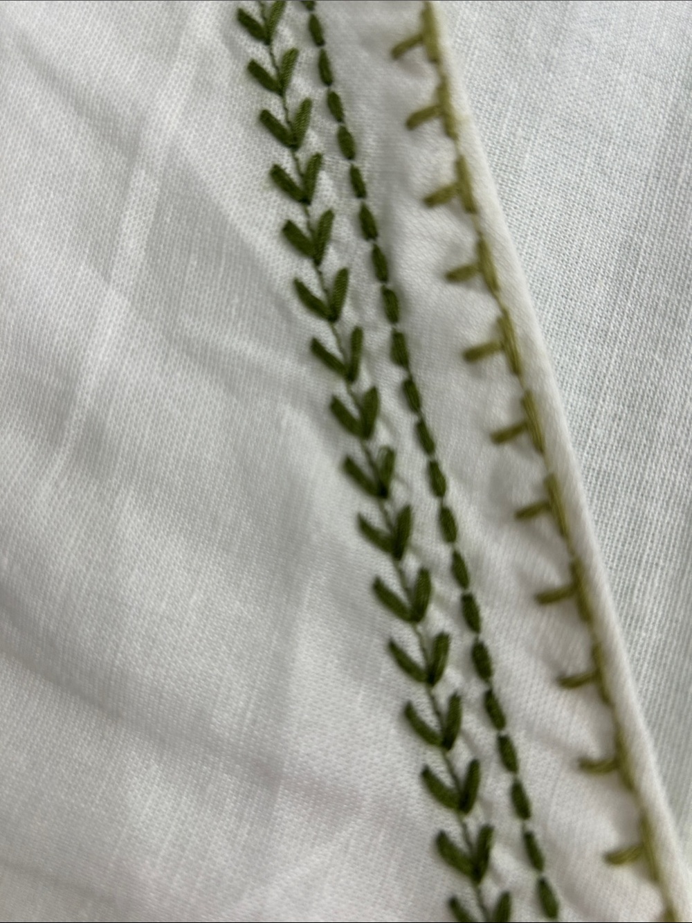Zara LINEN DRESS  White with Olive Green Embroidery. size Small/Medium. - Picture 3 of 5